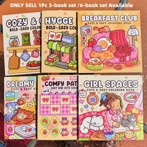 Super Cute High-Quality Coloring Book Set, 3/6 Books, Stress Relief Art Therapy, Easy Scenes and Adorable Characters, Perfect Gift for All Ages