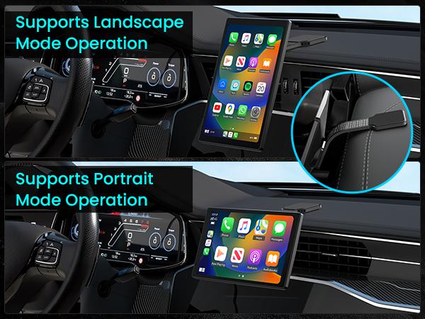 8” Wireless Apple CarPlay Screen for Car with Android Auto & 1080P Backup Camera, Rotatable Touchscreen Car Stereo, Vertical & Horizontal Mode, Bluetooth, GPS Navigation, Mirror Link