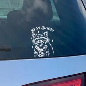 Funny Raccoon Window Car Decal - Stay Back Tailgating Trendy Car Decals For Women, Car Accessories, Unhinged Feral Girl Meme Sticker