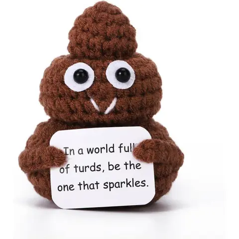 Cute Knitted Poop Amigurumi Plush - Handmade Emotional Support Cuddly Doll Gift, Birthday Color Block Desk Decor Party Favor, Festive Home Supply