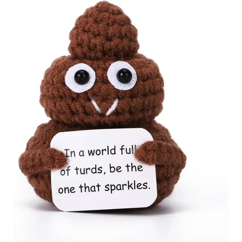 Cute Knitted Poop Amigurumi Plush - Handmade Emotional Support Cuddly Doll Gift, Birthday Color Block Desk Decor Party Favor, Festive Home Supply