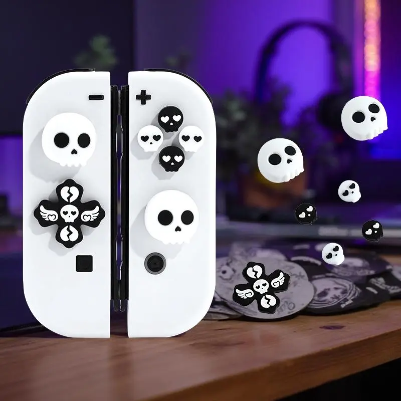 Creative Skull Pattern Game Controller Protective Case, Controller Design, 1 Set Game Controller Protector, Gaming Accessories, Console Accessories for Nintendo Switch