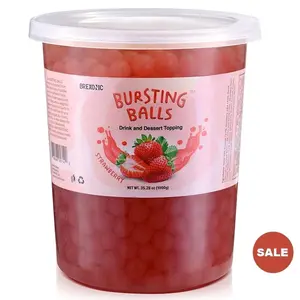 BREXONIC Boba Pearls Popping Bursting Boba, Tapioca Pearls For Bubble Tea (Strawberry , 2 LB 1 Pack)