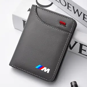 PU Leather Car Emblem Credit Card Coin Purse Wallet Bag for Bmw M Series, M3 M5 M6 X3 E46 E90 F30 G20 E36 E34 X6 G20 G30 Car Key Holder Auto Accessories