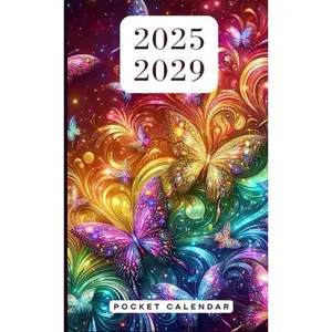 Pocket Calendar 2025-2029: 5 Year Monthly Planner for Purse from January 2025 up to December 2029 with Holidays, Habits Tracker, Vision Board (Size: 4x6.5) - Glitter Rainbow Butterfly Cover Paperback – May 1, 2024
