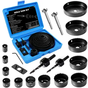 Hole  Set, 22 count Hole  Kit with 3/4" to 5" (19mm-127mm) 13 count  , Mandrels, Installation Plate, Drill Bits, Hex Key with Storage Box, Ideal for Soft , Plywood, Drywall, PVC
