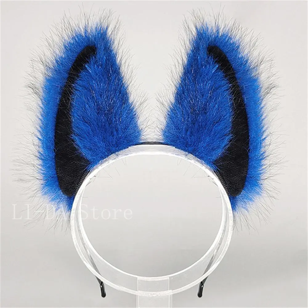 Wolf Ears Headband Fluffy Faux Fur Animal Ears Hairband Halloween Party Costume Accessories for Scary Werewolf Cosplay