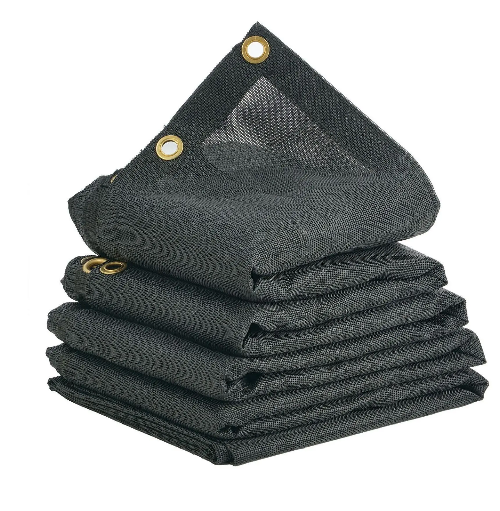 Dump Truck Tarp 7.5x18 ft PVC Coated Mesh Cover, Heavy Duty Black, Brass Grommets, Double Pocket for Rollers & Rope, Fits Electric/Manual Systems 7.5 x 18 ft