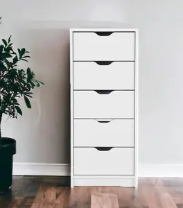 HomeRoots 524961 18 in. White Five Drawer Standard Chest
