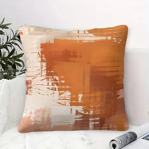 Orange Abstract Brush Stroke Throw Pillow, Modern Art Cushion, Boho Aesthetic Accent Pillow (Includes Pillow Core), Decorative Pillow for Bedroom, Sofa & Dorm