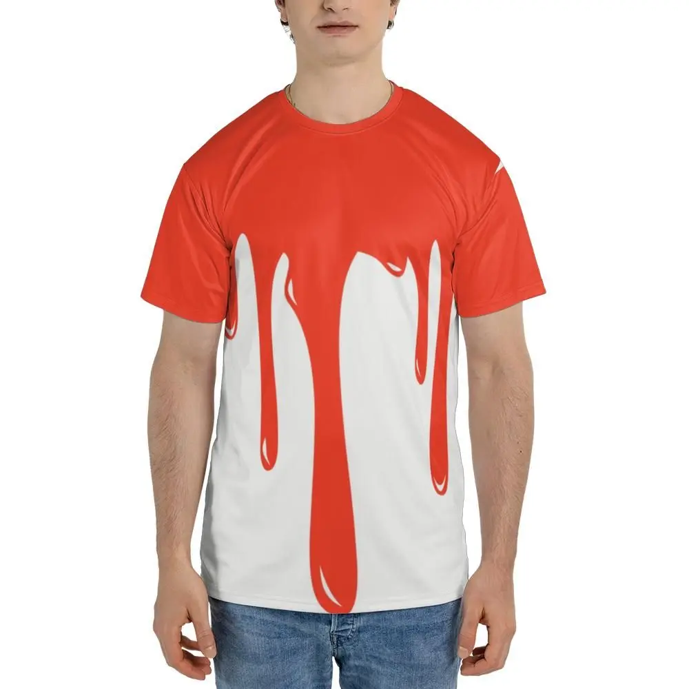 Men's All-Over Print Sublimation T-Shirt, Casual Streetwear Crew Neck Top, Soft Polyester Shortsleeve with Unisex Fit, Tops