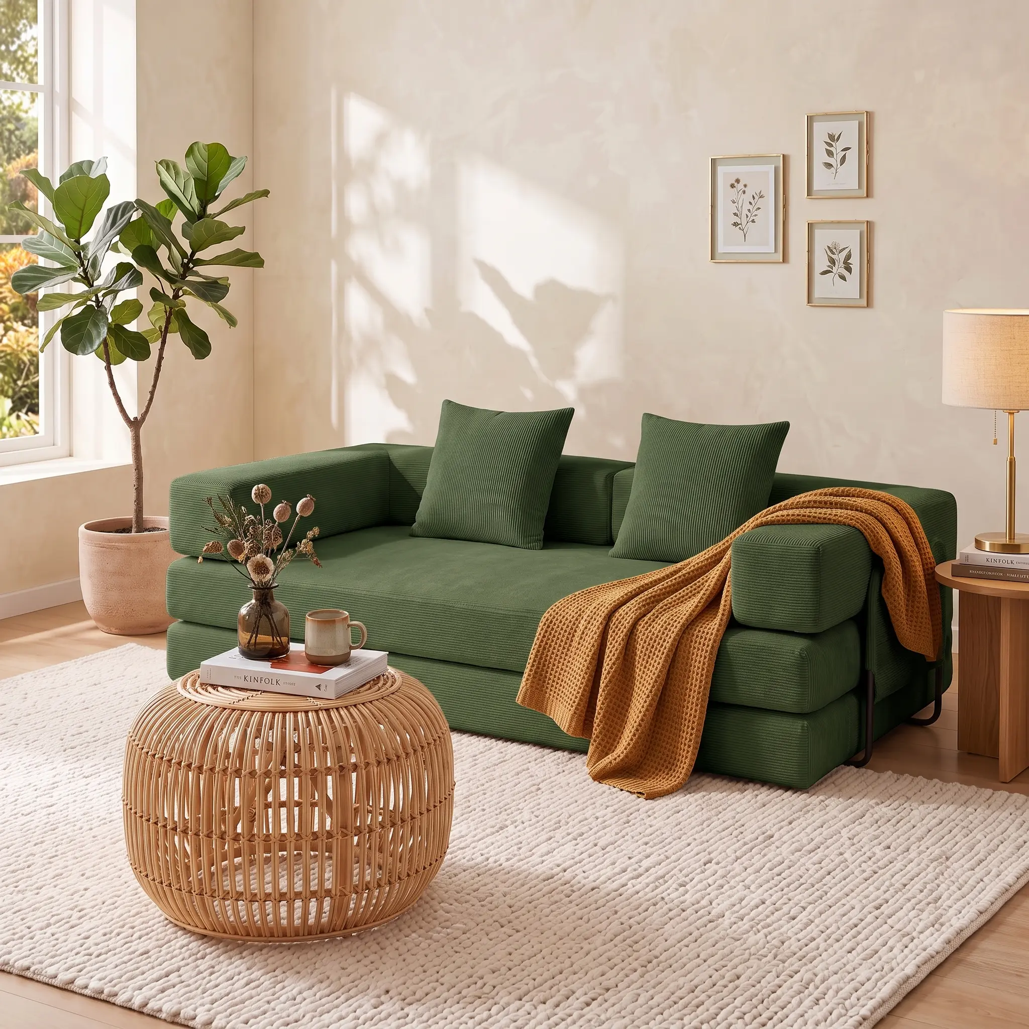 78 Inch Convertible Sofa Bed, 5-in-1 Boneless Sofa Bed, Fold Out Couch, Loveseat Sleeper with Pull Out Bed, Modular Lounge Sofa for Living Room Bedroom (Green) folding seater teddy corduroy upholstery oversized