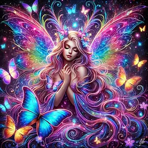 New Arrival DIY 5D Diamond Painting Kit, Butterfly Girl Theme Full Drill Mosaic Craft, Home Wall Decor Gift, Small Size