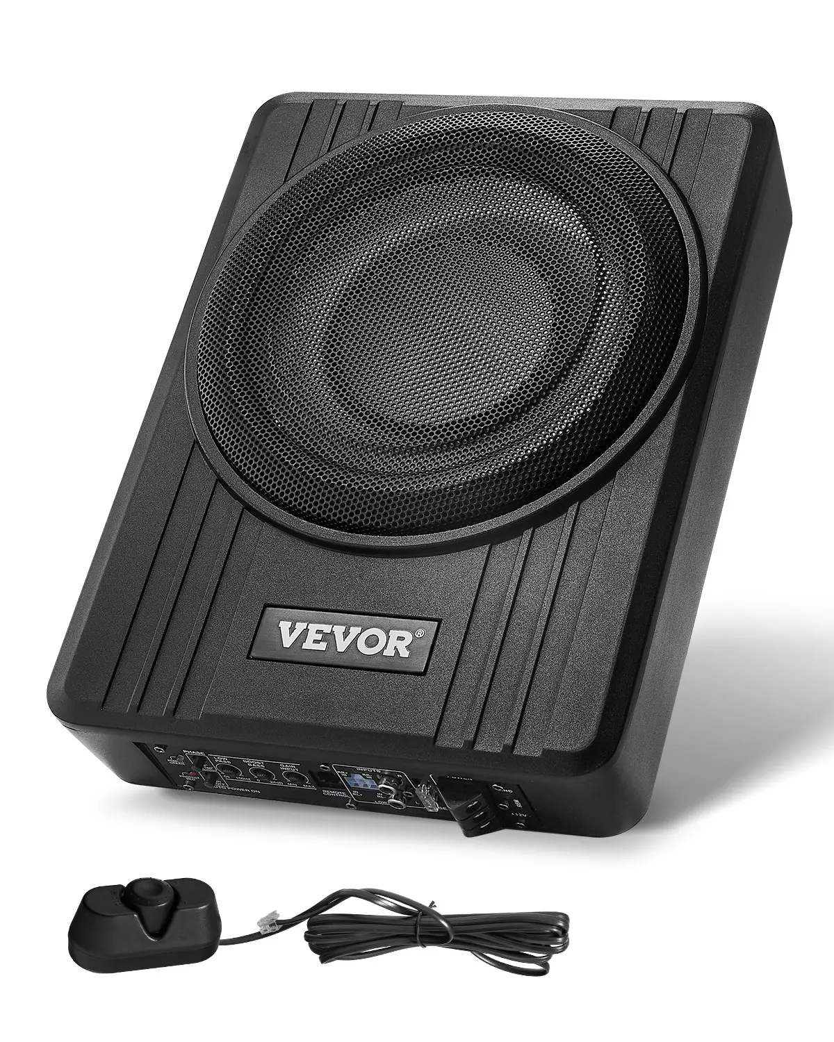 【summerfinds】VEVOR 10" 300W Underseat Car Subwoofer, Slim Powered Car Subwoofers Under the Seat, Low Profile Audio Sub Built-in Amplifier, High/Low Level Input & Volume Controller for SUVs, Car, Truck, RV