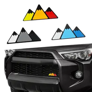 1 pc Color Grille Emblem for Car, 3 Color Snow Mountain Sticker Decoration, Triangle Badge Decal for Auto Bumper, Automotive Exterior Accessories, Universal Fit for Tacoma/4Runner/Tundra（Orange）