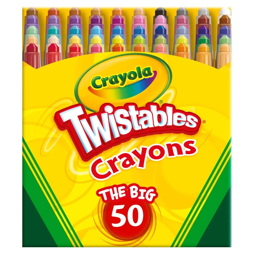 Crayola Mini Twistables Nontoxic Colouring Pencils, 50ct No-Peel Art Supplies, Office Stationery for Kids' Arts & Crafts, Easter Basket Stuffer Gift