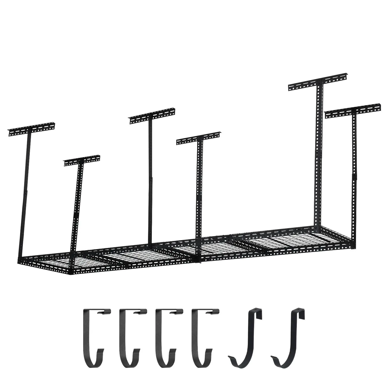 【GARVEE】Heavy-Duty Steel Overhead Garage Storage Racks, Adjustable 22-40 in Height, 660 lbs Capacity, Black Finish, Multiple Vertical Post Options, Room Organiser with Easy Mount Installation (2x8, 4x8, 4x6 FT Sizes)