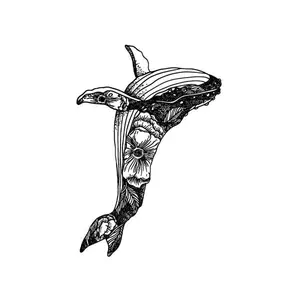 Whale-Pattern Tattoo Sticker, Waterproof Temporary Tattoo, Magic Tattoo Lasts 7-15 Days, Safe, Non-Toxic, Painless, Sak Yant Tattoo, Suitable for Arms