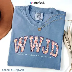 Comfort Colors WWJD Shirt, Christian Tee, Religious Gift, Walk Like Jesus TShirt, Bible Verse Faith Top, Women's Casual Short Sleeve Tee - Printfamily