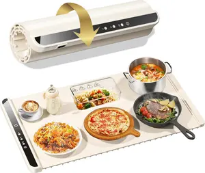 Food Warming Mat - 5s Rapid Heating Electric Warming Tray with 3 Temp Setting, Easy to Clean, Foldable Sillicon Warming Mat for Food, for Buffet, for Party, for Thawing