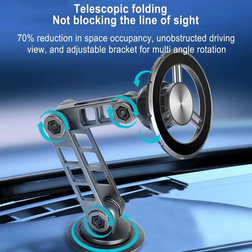 Magnetic Car Phone Holder 360 Rotatable with GPS, Foldable, Metal Mount, Durable Alloy, Hands-Free Phone Holder for Desk Use Folding Gun (Grey) Color