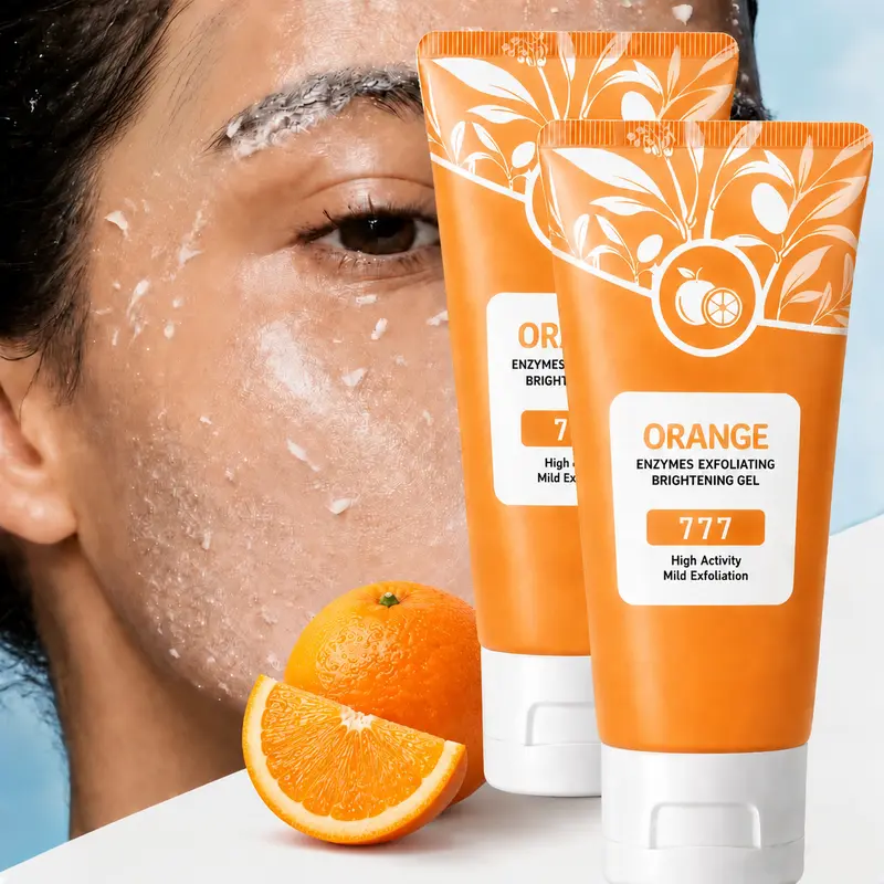 Orange Enzymes Exfoliating Brightening Face/Body Gel - Non-Alcoholic Face Scrubs & Peels, Moisturizing Skin Products, Deep Cleanse, Gentle Pore Cleansing, Fresh, Suitable for Most Skin Types, Christmas Holiday Gift
