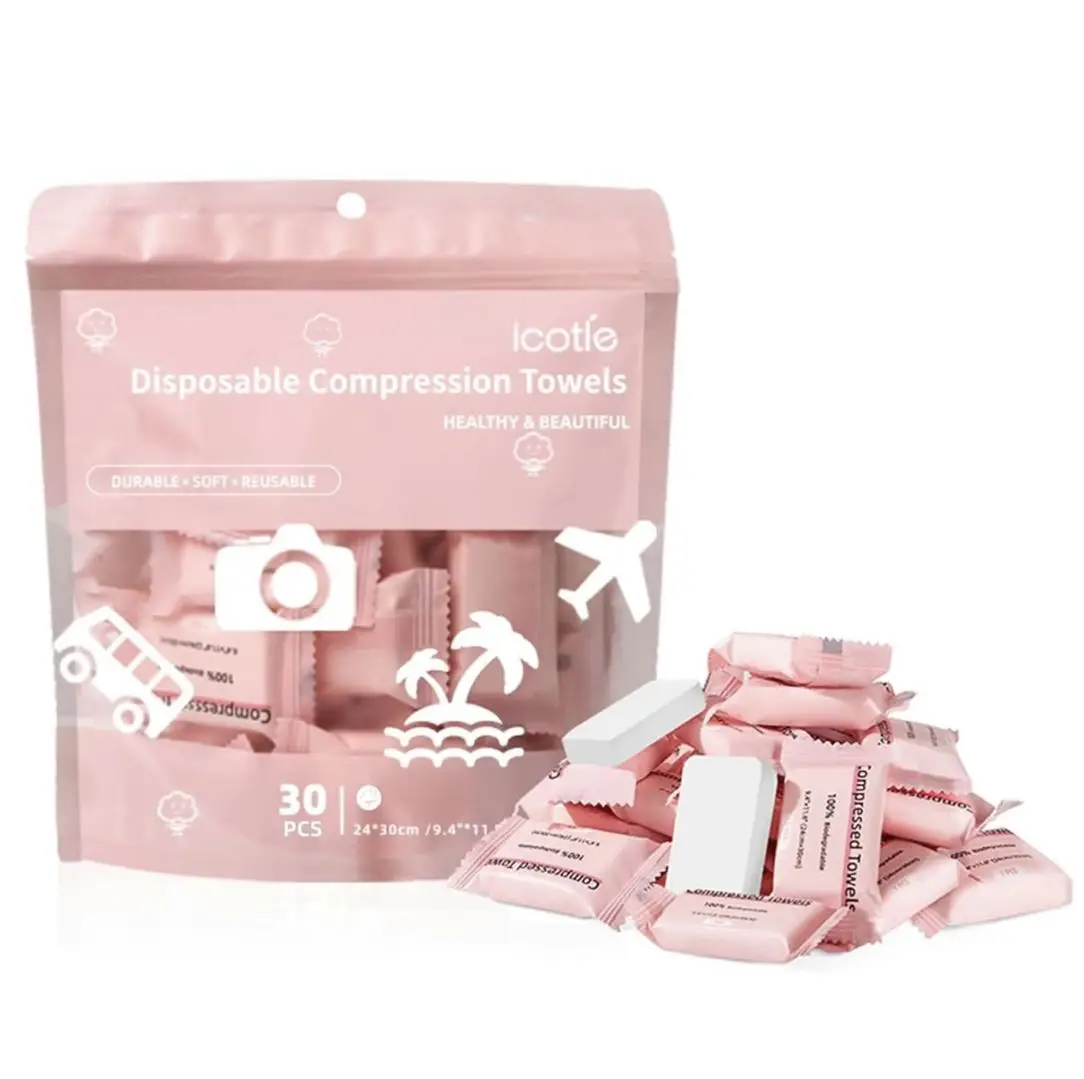 Disposable Compressed Facetowel Towels - Just Add Water! Portable & Reusable for Travel, Gym, Camping - 30 PC MUST HAVE!