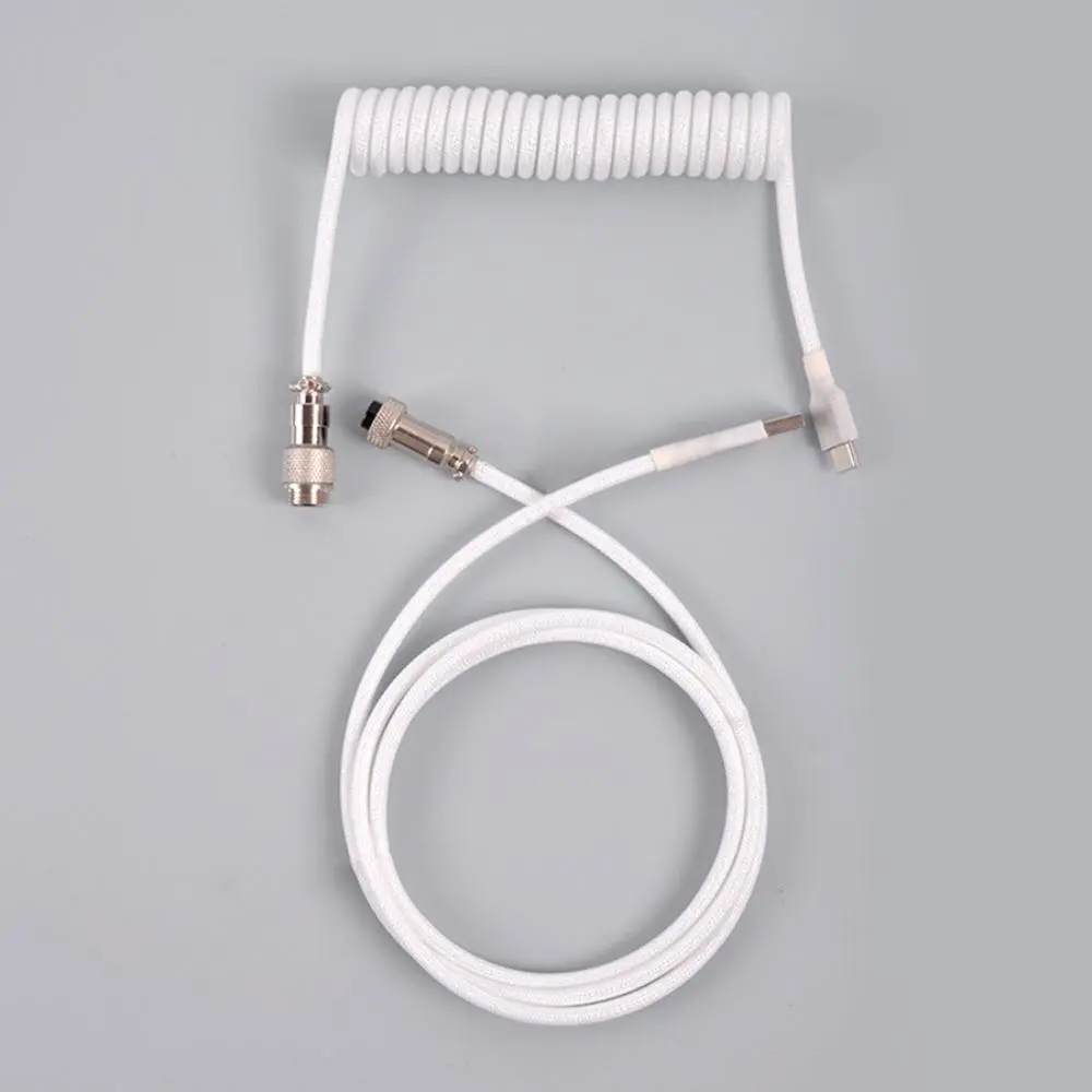 Custom Coiled USB C Cable for Gaming Keyboard, Double-Sleeved Mechanical Keyboard Cable with Detachable Aviator, USB A to Type-C Cable, Retractable Cable, Retractable Cable Design