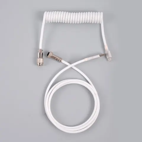 Custom Coiled USB C Cable for Gaming Keyboard, Double-Sleeved Mechanical Keyboard Cable with Detachable Aviator, USB A to Type-C Cable, Retractable Cable, Retractable Cable Design