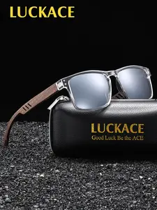 LUCKACE Lightweight And Comfortable Vacation Style Sunglasses, Fashionable Single Item, Square Frame, Anti Uv, Reduce Glare, Fishing, Vacation, And Gift Giving, Perfect Item