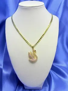 Swan Pendant Necklace 14k Gold Plateds size 20