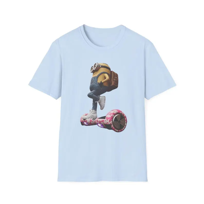 Nonchalant Minion Riding Hoverboard T-Shirt  Funny Meme Graphic Tee