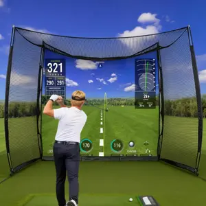 Garvee Range Cage 10 x 8 ft Golf Hitting Cage with Blank Simulator Screen, Fiberglass Support Structure and Painted Frame for Home Practice