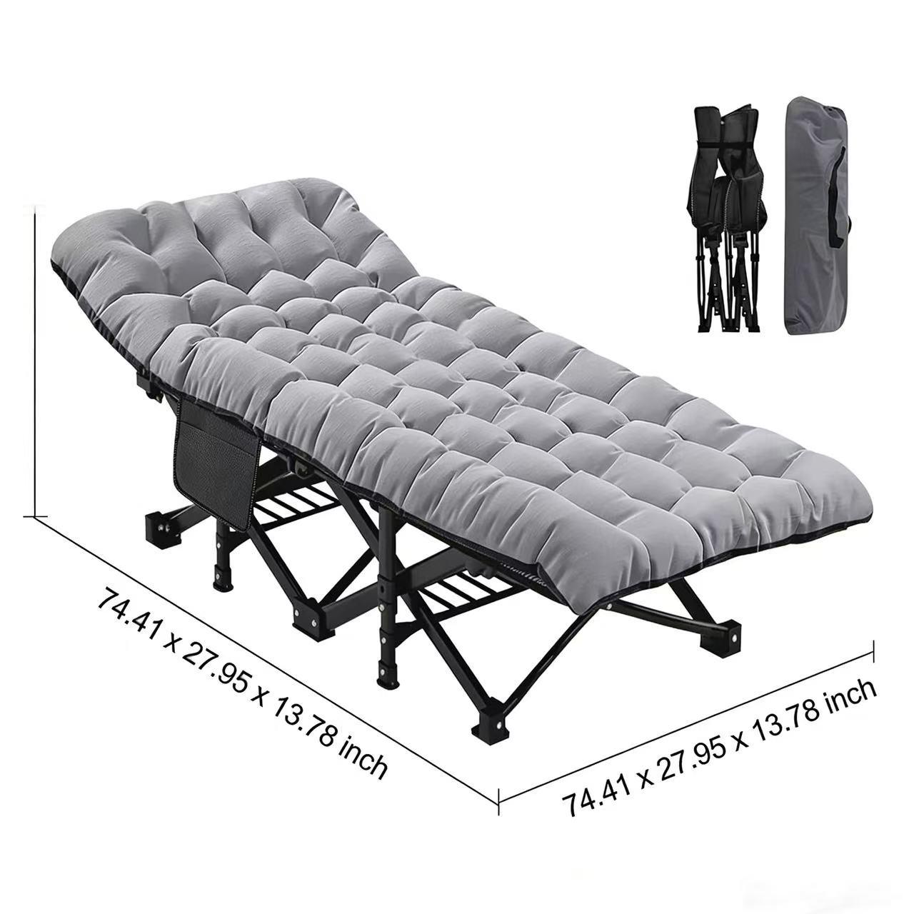 Folding Camping Cot for Adults with Padded Mattress and Pillow, Adjustable Reclining Lounger Sleeping Cot Bed, Ideal for Camping, Travel, Garden, or Office Use Foldable camping bed with mattress, sturdy and durable folding bed
