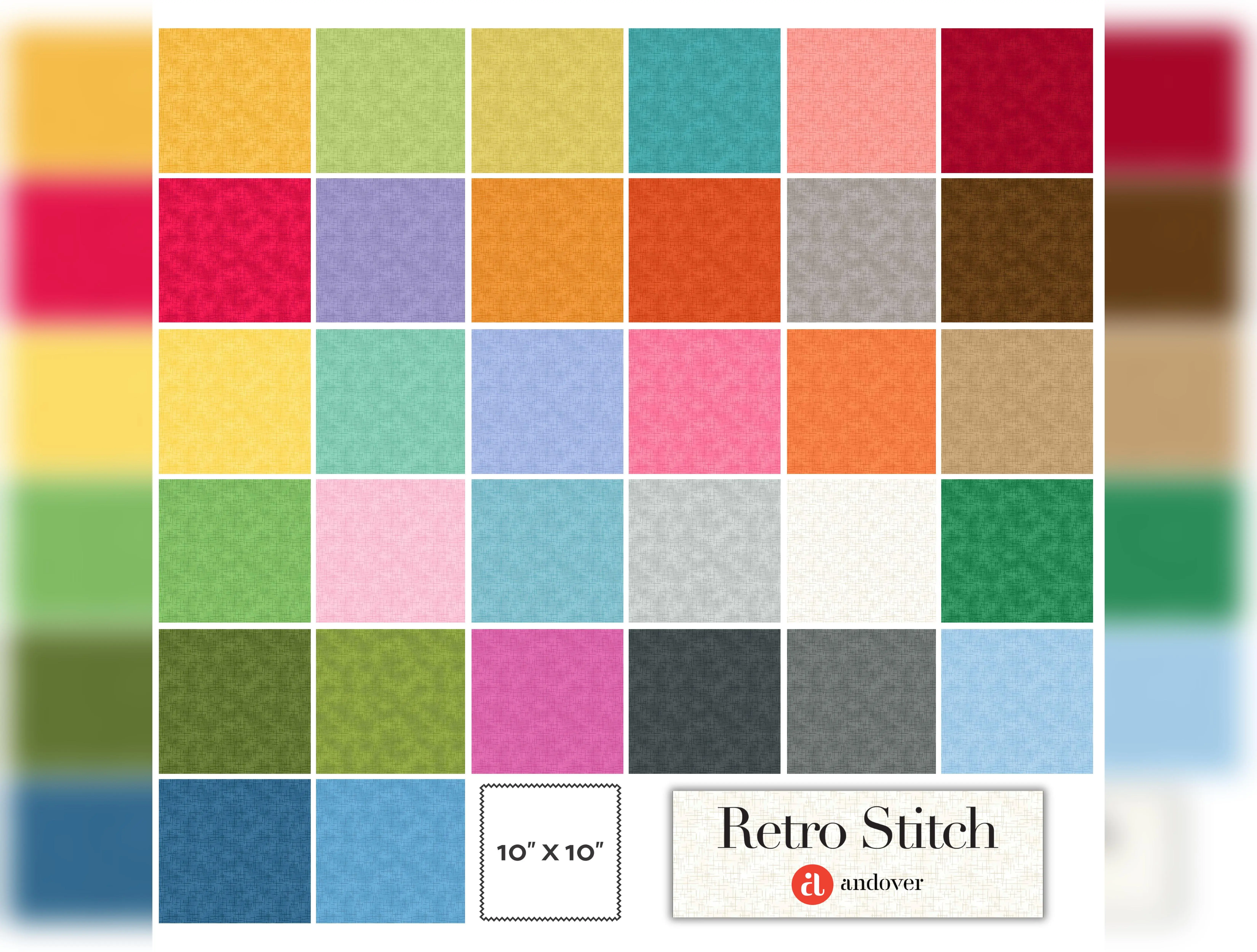 Retro Stitch | 10" Square Pack by Andover Fabrics | 42 pcs