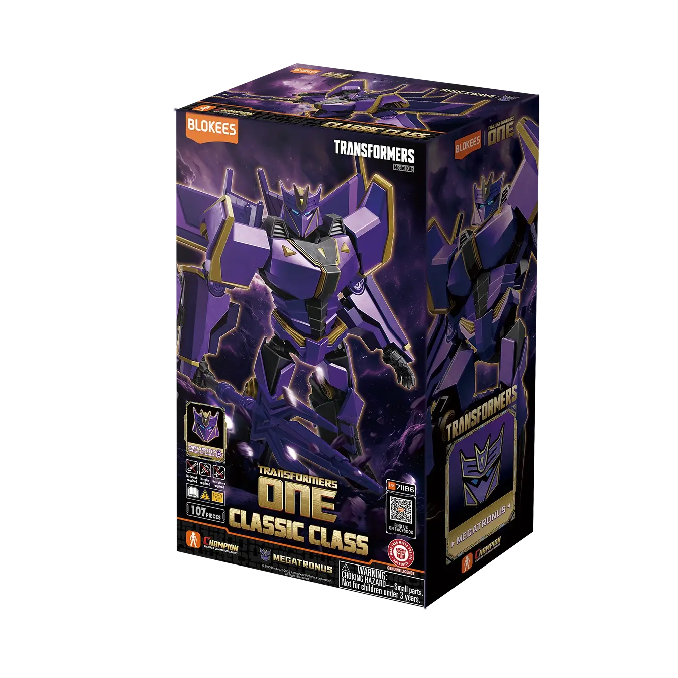 Blokees Transformers Classic Class 20 Megatronus 12.5cm Collectible Model Kit with Dual LED Lights 20-Point Articulation & Exclusive Accessories