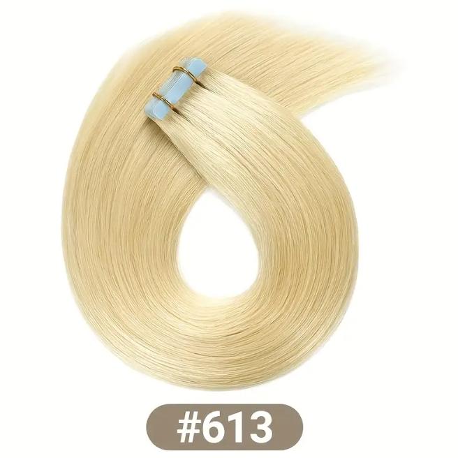 20Pcs 30g Seamless Tape-In Human Hair Extensions, Straight Skin Weft Remy Hair, Invisible & Natural Look, 12-28 Inch Lengths for Women