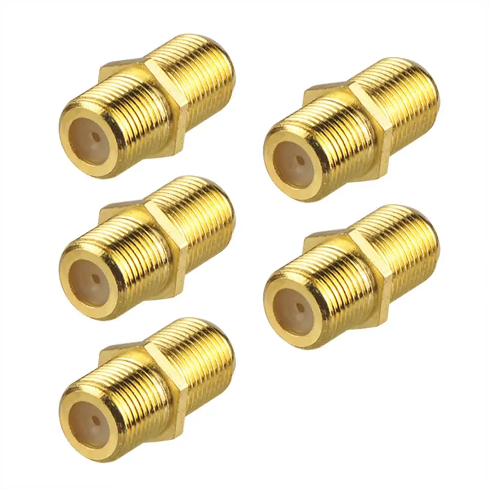 5-Pack RG6 F-Type Gold-Plated F-81 Screw-On Coaxial Cable Connectors - Cost-Effective, Anti-Oxidation, Compact Size, UHD Support Female-to-Female Coax Extender Accessories for TV Cables in Bedroom, Basement