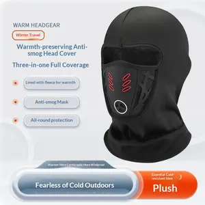 Winter velvet thermal mask men's riding electric motorcycle helmet headgear lined full face cold wind ski cap
