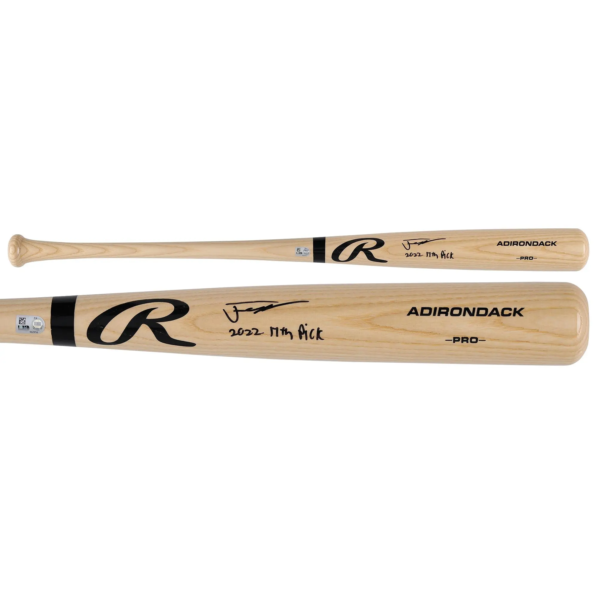 Justin Crawford Philadelphia Phillies Autographed Rawlings Pro Blonde Bat with "2022 17th Pick" Inscription - Fanatics Authentic Certified