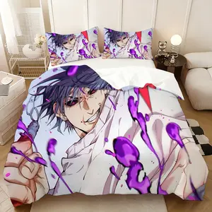 3Pcs,Toji Fushiguro  three-piece bedding set, soft, comfortable and skin-friendly, universal in all seasons, bedding set, no pillow core, no quilt core, suitable for bedrooms, guest rooms - (1 quilt cover + 2 pillowcases)