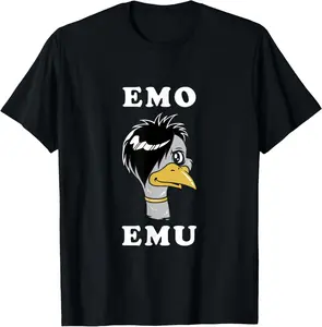 100% Cotton Emo Emu - Funny Metal Goth Emu Bird T-Shirt