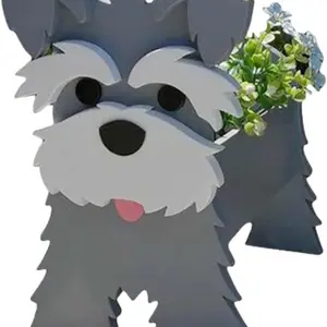 Schnauzer Dog Planter Plant Pot Dog Shape Plant Container,Face Flower Pots for Indoor and Outdoor Plants