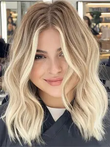 Women's Medium Length Soft Glitter Curly Wig, Pre-Cut Baby Hair Lace Front Design, Daily Wear Suitable for Women, Lace Frontal Wig