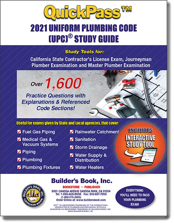 Uniform Plumbing Code 2021 QuickPass Study Tool Book