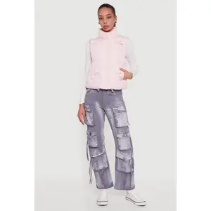 Almost Famous Quilted Puffer Vest with Bows
