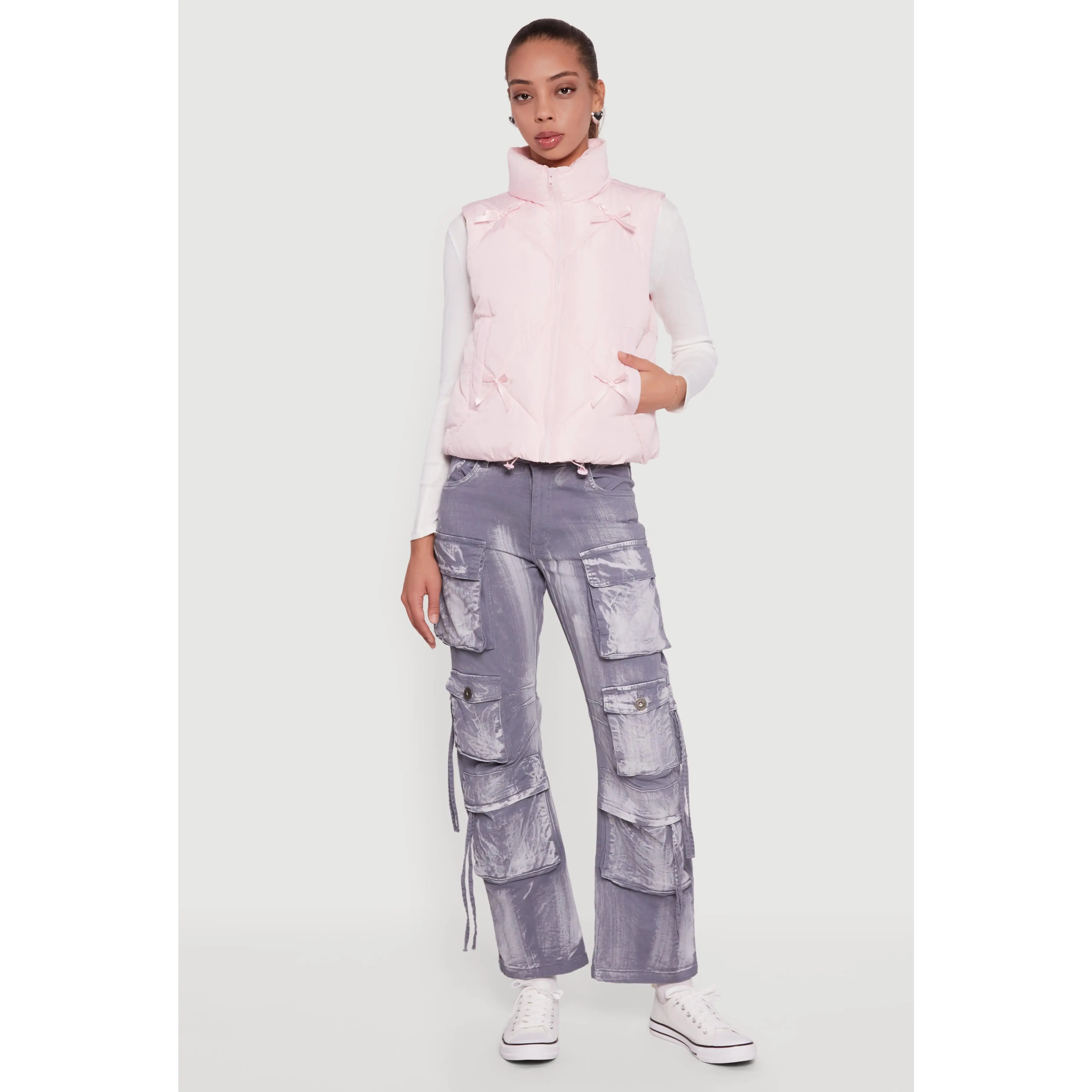 Almost Famous Quilted Puffer Vest with Bows