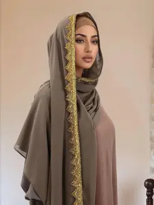 Crown Wavy Edge Chiffon Long Scarf, Versatile Fashion Women's Headscarf, Stylish Wrap for All Seasons