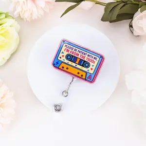 Funny Retro Nurse Badge Reel Cute Funny Work Nurse Badge Reels Retractable ID Holder Nursing CNA Pediatric Doctor Medical Personnel Student Office Workers Accessories Gifts for Women