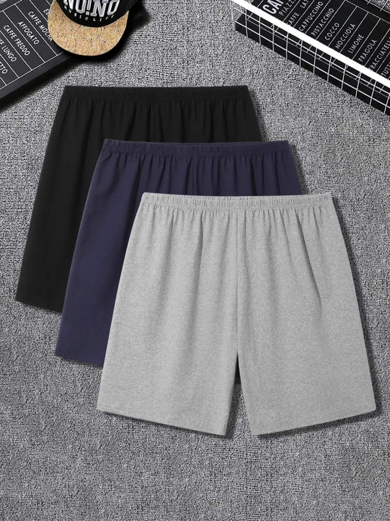Men's Solid Basic Elastic Waist Shorts, Regular Fit Casual Straight Leg Shorts, Summer Wear, Men's Sleepwear for Daily Wear, Pajama Shorts Pyjama, Loungewear